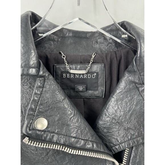 Bernardo Black Faux Vegan Leather Jacket XS B2290 - Picture 6 of 9